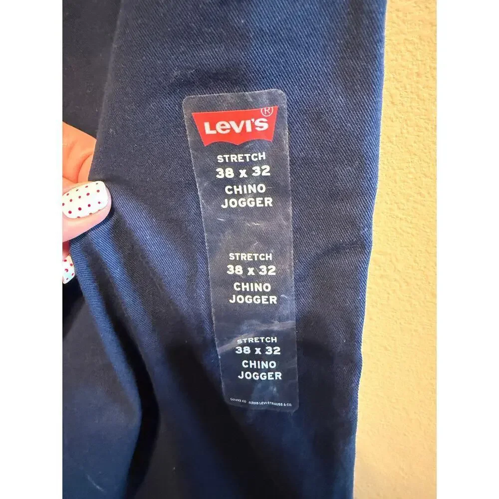 Levi's Navy Blue Men's Chino Jogger Pants Stretch Elastic Cuff Size 38 x 32